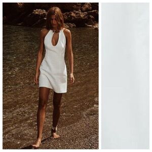 Zara White backless Mini Dress